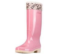 Lacets Chaussures De Women's Spring Summer Autumn And Winter High Top Plus Velvet Cotton Removable And Washable Outdoor Fashion Work Fishing Car Wash Kitchen Appartements Noirs Pour Femmes (Pink, 37)