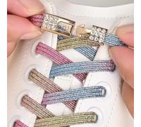 Lacets de chaussures élastiques plats sans nœud extensibles de couleur | 1 paire facile à enfiler, confortable, extensible et maintien sûr, coupe à la longueur avec verrou, convient pour les