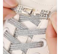 Lacets de chaussures élastiques plats sans nœud extensibles de couleur | 1 paire facile à enfiler, confortable, extensible et maintien sûr, coupe à la longueur avec verrou, convient pour les