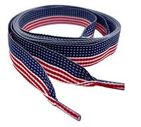 Lacets de chaussures en ruban motif drapeau américain étoiles et rayures 85 cm/33 120 cm/47 pour enfants et adultes baskets, pompes et baskets, rouge/blanc/bleu, 120cm / 47"