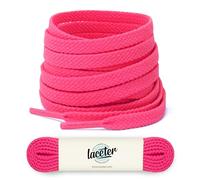 Lacets de sport - Lacets plats pour baskets ou chaussures de running - Lacets fluos pour chaussures de foot ou de rugby - Largeur 8 mm - Rose fluo, 130 cm