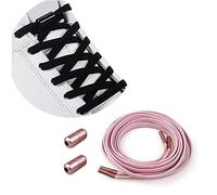 Lacets Élastiques Enfant/Adulte MXKOCO - Silicone avec Fermeture en Métal - Sans Liaisons - Universel - Sport/Course - Noir, Rose - 2 Pièces