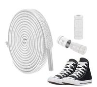 Lacets élastiques, lacets Lazy Shoelaces - Pas de lacets plats élastiques - Magnifiques accessoires de chaussures colorés pour baskets, bottes, chaussures de sport, chaussures de randonnée, Blanc