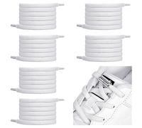 Lacets Élastiques pour Enfants et Adultes, 6 Paires Élastiques Lacets Plats avec Fermeture en Métal, Lacets sans Laçage adaptés aux Chaussures de Sport, Course, Chaussures Tout-aller (6 blancs)