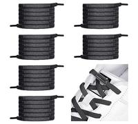 Lacets Élastiques pour Enfants et Adultes, 6 Paires Élastiques Lacets Plats avec Fermeture en Métal, Lacets sans Laçage adaptés aux Chaussures de Sport, Course, Chaussures Tout-aller (6 noires)
