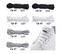 Lacets Élastiques pour Enfants et Adultes - 6 Paires en Caoutchouc avec Fermoir en Métal - Sans Laçage pour Chaussures de Sport, Course et Tout-aller