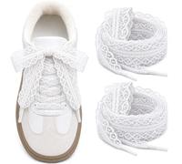 Lacets en dentelle doux de 3 cm de large pour chaussures de sport et bottes | Lacets larges en dentelle, ruban de 3 cm, doux, pour chaussures de sport, bottes, loisirs créatifs, blanc, noir, beige.