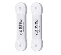 Lacets plats (2 paires) de qualité, durables, larges (9 mm) pour chaussures de sport et baskets, blanc, 90 cm
