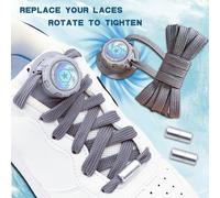 Lacets plats automatiques sans nœuds pour chaussures décontractées, lacets à boucle pivotante pour adultes et enfants, lacets de chaussures sans nœuds pour baskets Gray Gears-Round