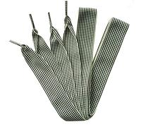 Lacets plats fantastiques à carreaux de 2,5 cm de large - Ruban en tissu à carreaux - Lacets de chaussures pour chaussures de sport - 119,4 cm de long, N° 5 Noir, 120cm/47"
