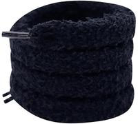 Lacets plats moelleux en peluche 1,5 cm x 100 cm - Lacets ultra doux et durables pour baskets, bottes et baskets | Salle de sport, randonnée et confort quotidien, Noir , Taille unique