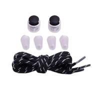 Lacets ronds, lacets verrouillables sans nœud, lacets pour adultes, paresseux, baskets en caoutchouc, Noir et blanc, 100