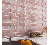 LaCheery Credence Adhesive pour Cuisine 3D Carrelage Adhesif Mural Cuisine Rose 30.5cm x 30.5cm Crédence Adhésive pour Salle de Bain Imperméable Dalle PVC Autocollante Murale Décoration 4 Pièces