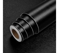 LaCheery Noir Brillant Papier Adhesif pour Meuble Effet Metal INOX Film Autocollant Frigo 30cm x 400cm Rouleau de Papier Collant pour Meuble Cuisine Noir Vinyle Résistant à l'eau pour Lave-Vaisselle