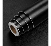 LaCheery Papier Adhesif pour Meuble Noir INOX Brossé en Effet Métal Autocollant Frigo 40cm x 200cm Brillant Film Adhesif Noir Cuisine Vinyle Credence Adhesive pour Réfrigérateur Lave Vaisselle Table