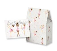 lachentutgut.de Lot de 10 cartes d'invitation et 10 sachets pour anniversaire de ballerine - Cartes d'invitation & petit cadeau - Fabriquées dans l'UE - Papier de qualité supérieure