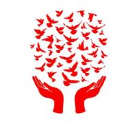 Lâcher de pigeons, motifs d'oiseaux en vol, symbole de liberté Stickers muraux 51x67.5cm Peinture murale artistique Rouge