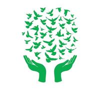 Lâcher de pigeons, motifs d'oiseaux en vol, symbole de liberté Stickers muraux 68x89.9cm Amovible sans laisser de colle Vert