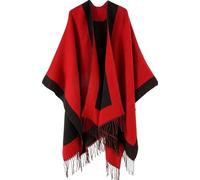Lachi Poncho châle poncho cape cardigan ouvert sur le devant pour femme, Rouge, M/L