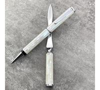 LACHIEVA LUX Ensemble de stylos à bille en métal nacré et ouvre-lettres. Coffret cadeau de luxe pour hommes et femmes (coquille blanche).