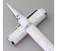 LACHIEVA LUX Magnifique stylo roller en nacre avec recharge allemande, coffret cadeau de stylo luxueux pour femmes, hommes, écriture professionnelle (nacre blanche)