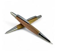 LACHIEVA LUX Stylo à bille et porte-mine en bois de noyer - Poignée triangulaire - Cadeau de luxe pour homme et femme - Recharges et coffret cadeau inclus