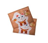 lachineuse - 2 Sets de Table Maneki Neko & Mont Fuji - Dessous de Table Japonais en Tissu - 40 x 30 cm - Idée Cadeau Japon Cuisine - Chat Mignon Japonais - Objet Décoration Asiatique - Coloris Beige