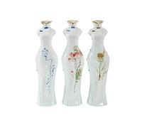 lachineuse - 3 Vases Chinois Qipao - Motifs Floraux - Déco d'Asie Fleur de Lotus - Porcelaine - 27 x 7,5 cm - Multicolore - Objets Ambiance de Chine - Splendeurs Chinoises - Idée Cadeau Asie