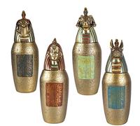 lachineuse - 4 Canope Égyptiens - Statuettes Décoratives 21 cm - Objets Décoration Égypte Antique - Statues Figurines Pharaons - Anubis, Horus, Hapi - Idée Cadeau Déco - Coloris Bronze Doré