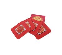 lachineuse - 4 Dessous de Verre Idéogrammes Chinois - sous Verres Chinois Traditionnels - en Résine - Style Asiatique - Rouge - pour Vin, Cocktails, Café, Thé - Protège Table - Idée Cadeau Asie Chine