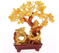 lachineuse Arbre Dragon en Citrine - Feng Shui Réussite, Richesse et Prospérité - Déco d'Asie - Doré & Jaune