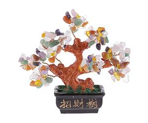 lachineuse - Arbre Feng Shui 5 Élements - Arbre de Fortune 12 cm - Déco Asiatique Japonais - Bonzai Pierres Précieuses - Objet Traditionnel Japonais Zen