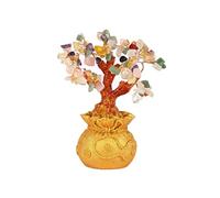 lachineuse - Arbre Feng Shui 5 Élements - Arbre de Fortune 17 cm - Décoration Asiatique Japonais - Arbre de Fortune avec Support Doré - Déco Asiatique Pierres Précieuses - Objet Japonais Zen