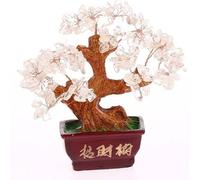 lachineuse - Arbre Feng Shui en Cristal Quartz Blanc - Arbre de Fortune 12 cm - Déco Asiatique Japonais - Bonzai Pierres Précieuses - Objet Japonais Zen