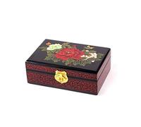 lachineuse - Boite à Bijoux Fleurs 3 Pivoines - Boite de Rangement en Bois Laqué - Coffret à Bijoux & Secrets Floral - Décoration Chinoise - Coffret Cadeau Femme - Déco Asie - Idée Cadeau - 21x14x7 cm