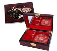 lachineuse - Boite à Bijoux Fleurs de Cerisiers - Coffret Rangement à Bijoux & Secrets en Bois Laqué - Décoration Asiatique - Coffret Cadeau Femme - Objet Déco - Idée Cadeau - 21x14x7 cm