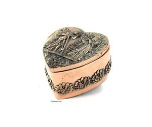 lachineuse - Boite Cœur - 8 x 7,5 x 5 cm - Décoration Égypte Antique - Coffret Égyptien à Bijoux, Clés, Montre - Saint-Valentin, Amour - Idée Cadeau Déco Rangement Urne - Coloris Métal