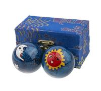 lachineuse Boules de Santé Chinoises Qi Gong - Modèle Lune Soleil - Bleu - Ø 45 mm - Objet Décoratif - Idée Cadeau Chine Asie