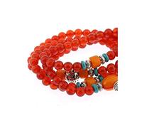 lachineuse - Bracelet-Collier Mala Bouddhiste - Agate Rouge - 108 Perles de 6 mm - Traditions Bouddha - Bijou Chapelet Bouddhiste - Pochette Satinée Offerte - Idée Cadeau Asie