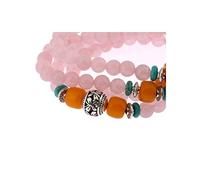 lachineuse - Bracelet-Collier Mala Bouddhiste - Quartz Rose - 108 Perles de 6 mm - Traditions Bouddha - Bijou Chapelet Bouddhiste - Pochette Satinée Offerte - Idée Cadeau Asie
