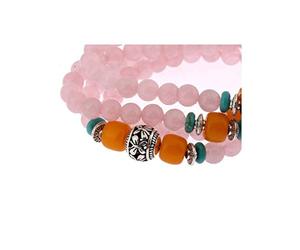 lachineuse - Bracelet-Collier Mala Bouddhiste - Quartz Rose - 108 Perles de 6 mm - Traditions Bouddha - Bijou Chapelet Bouddhiste - Pochette Satinée Offerte - Idée Cadeau Asie