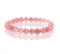lachineuse - Bracelet Elastique - 25 Perles de Quartz Strawberry - Douceur, détente et relaxation - Coloris Rosé - Energies Positives - Boite Ecrin Offerte - Idée Cadeau Noel Anniversaire