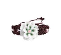 lachineuse - Bracelet Fleur Verte - Féminité et Raffinement - Porcelaine, Coton - Bracelet Coulissant - Fleur Ø 3,5 cm - Bijou Original - Femme, Ados - Idée Cadeau Asie