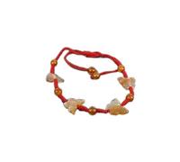 lachineuse - Bracelet Papillons - Agate Orangé et Coton - Beauté et Amour - Cordon Rouge Réglable - Bijou Original - Porte-Bonheur d'Asie - Pochette Satinée Réglable - Idée Cadeau Noel Anniversaire