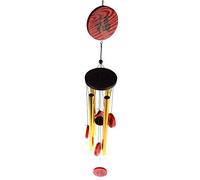 lachineuse - Carillon à Vent Idéogrammes - Carillon à Tubes en Bois & Métal - Carillon Métallique Chinois - Coloris Rouge & Doré - Idéal pour Extérieur, Intérieur, Jardin - Ambiance Zen, Feng Shui