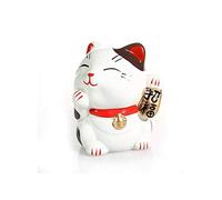 lachineuse - Chat Maneki Neko - Figurine Statuette Chat Japonais Porte Bonheur - Objet Kawaii Déco - Lucky Cat Porcelaine 9,5 cm - Chat Mignon Asiatique - Chance, Bonheur, Fortune - Coloris Blanc