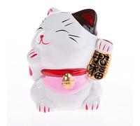 lachineuse - Chat Maneki Neko - Lucky Cat Porcelaine - H.9,5 cm | Figurine Statuette Chat Japonais Porte Bonheur - Objet Kawaii Déco Chat Mignon Asiatique - Chance, Bonheur
