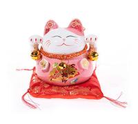 lachineuse - Chat Maneki Neko - Statuette Porte Bonheur Japonais - Rose