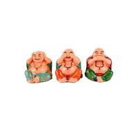 lachineuse - Coffret 3 Bouddhas Rieurs de Sagesse - Statuettes Petits Bouddhas Couleurs - Décoration Feng Shui - Objet Déco Zen Chinoise pour Intérieur Salon Bureau - Idée Cadeau Asiatique