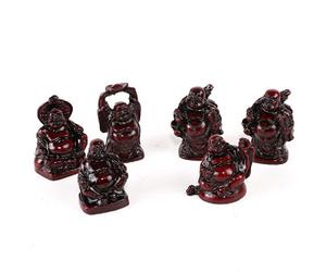 Lachineuse - Coffret 6 Bouddhas Rieurs Maitreya - Statuettes Petit Bouddha - Santé, Fortune, Sagesse, Chance, Réussite, Amour - Décoration Feng Shui Porte Bonheur Intérieur - Idée Cadeau Déco Zen Asie